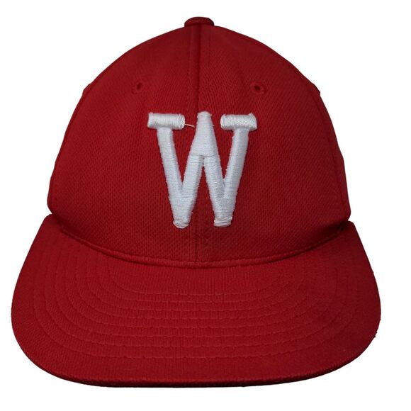 Pacific Headwear Men's Fitted Hat Red Size XS Embroidered W Bulldog Logos - Picture 1 of 9